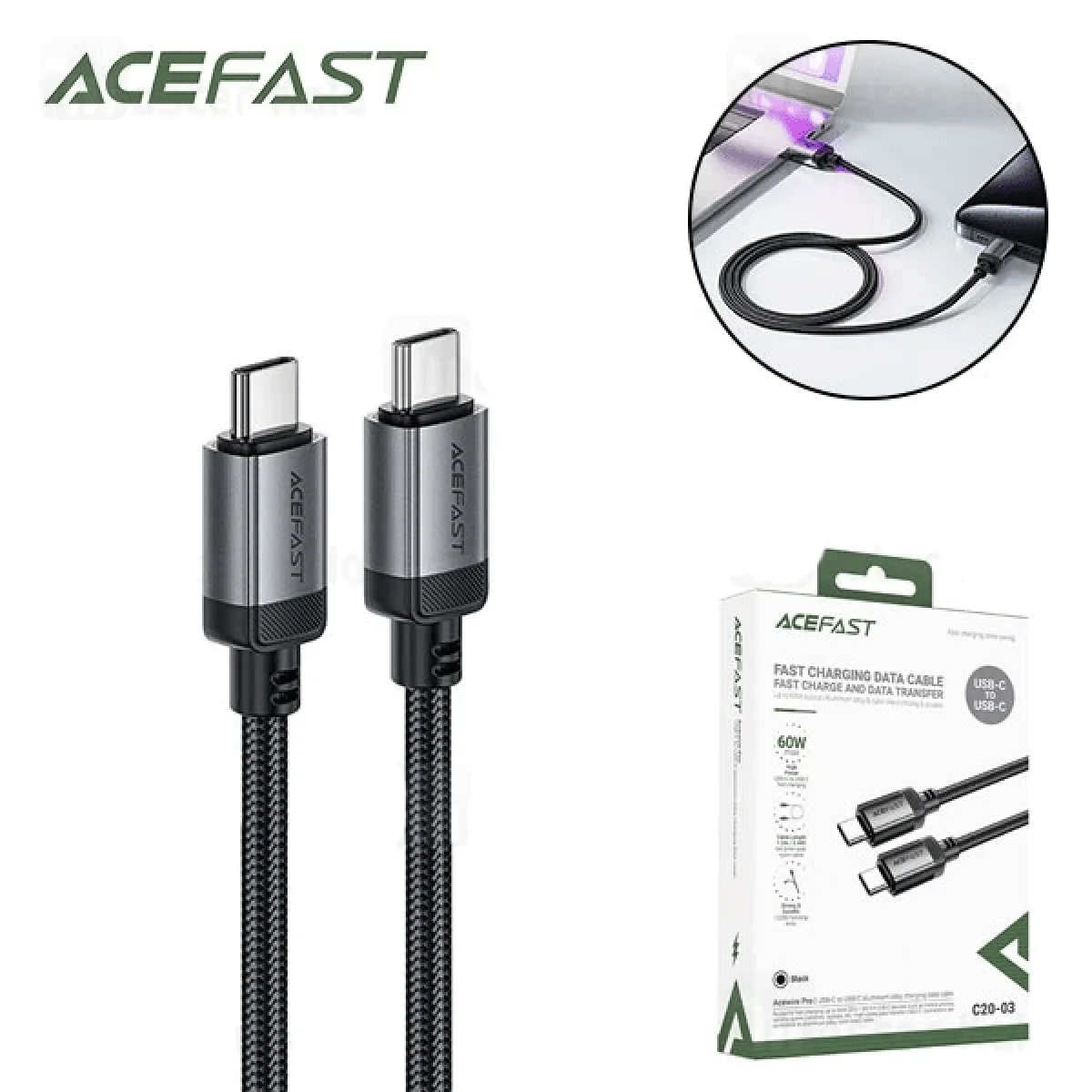 کابل Type-C ایس فست ACEFAST C20-03 توان 60 وات-2