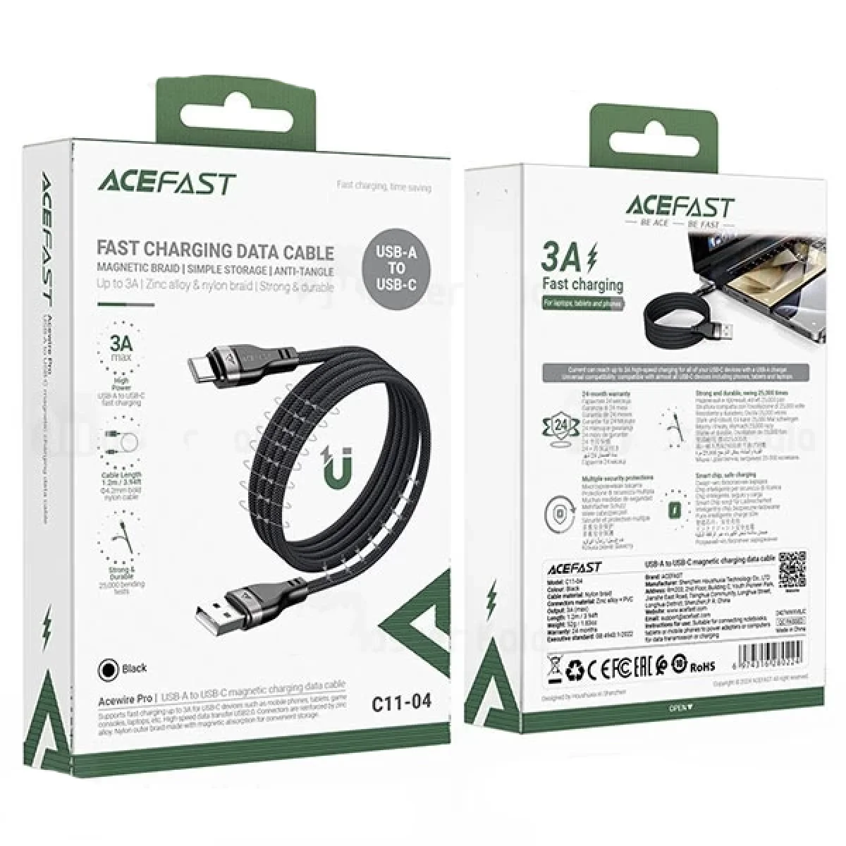 کابل Type-C ایس فست ACEFAST C11-04 فنری مگنتی-2