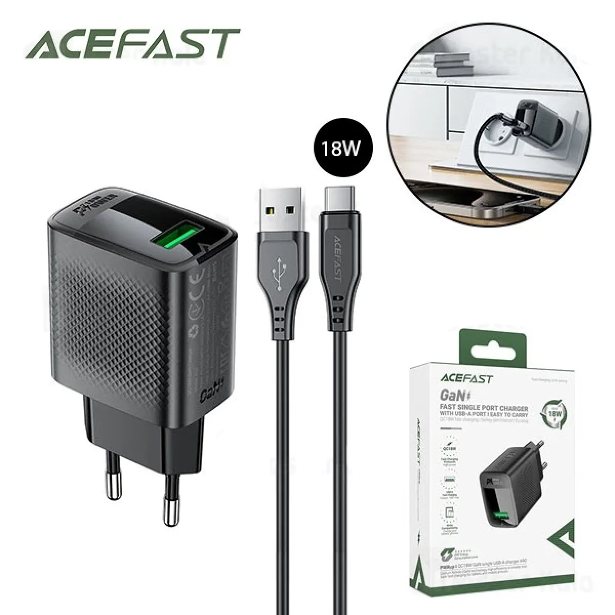 شارژر ایس فست ACEFAST A90 QC18W Fast Charger-3