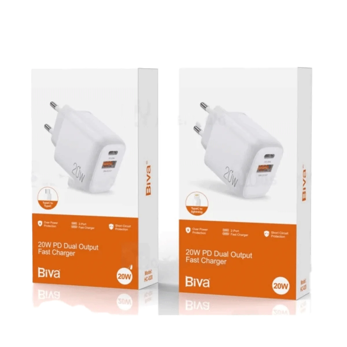 شارژر دیواری بیوا Biva HC-20 Dual Output Fast Charger توان 20 وات-2